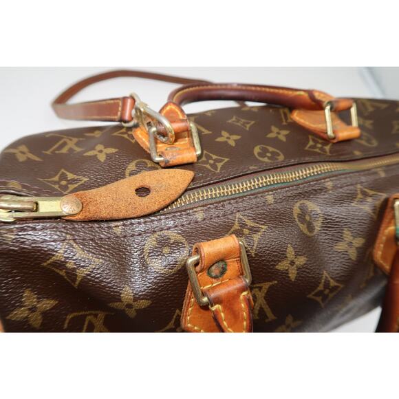 Vintage Louis Vuitton Leather Monogram Speedy Boston Hand Bag Brown - Picture 3 of 16